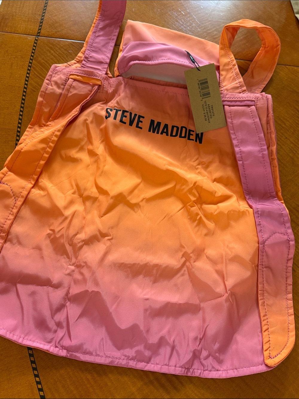 NWT Steve Madden Pink and Orange Gradient Nylon Tote to backpack